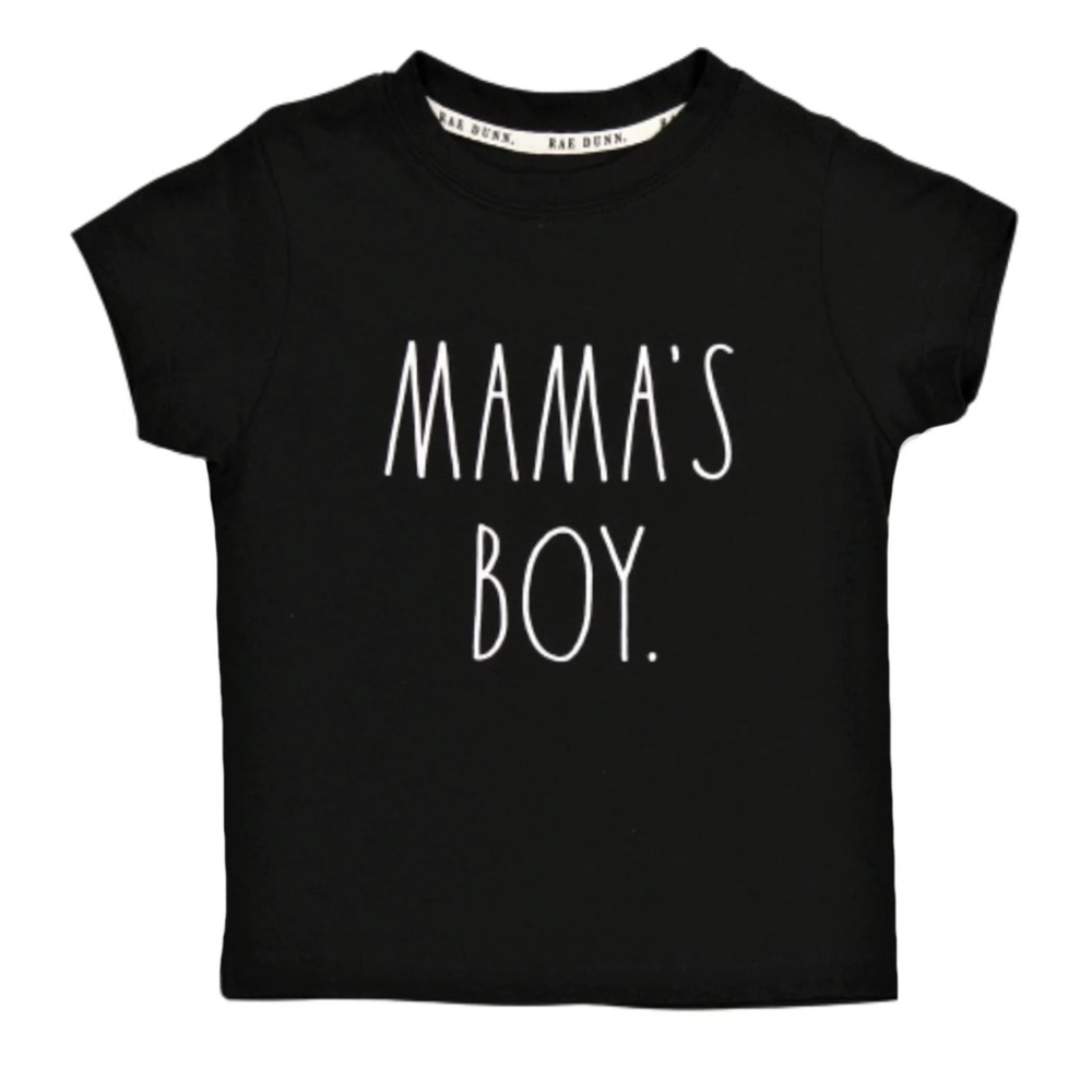 Mama’s Boy Rae Dunn Shirt Black White Multiple Sizes Boys Short Sleeve Top Match